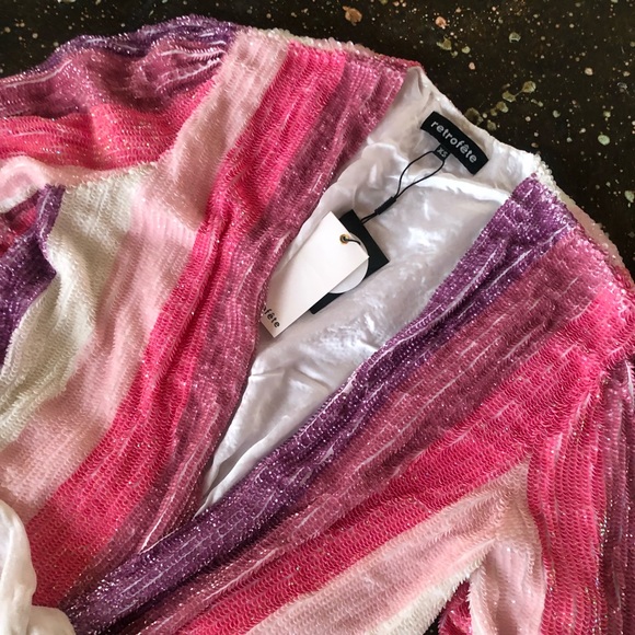 retrofete Gabrielle Dress Multi Pink Stripe Mini - Picture 9 of 11